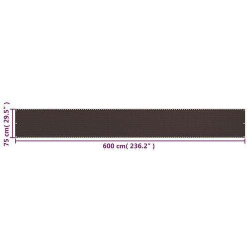 Altanafskærmning 75x600 cm HDPE brun