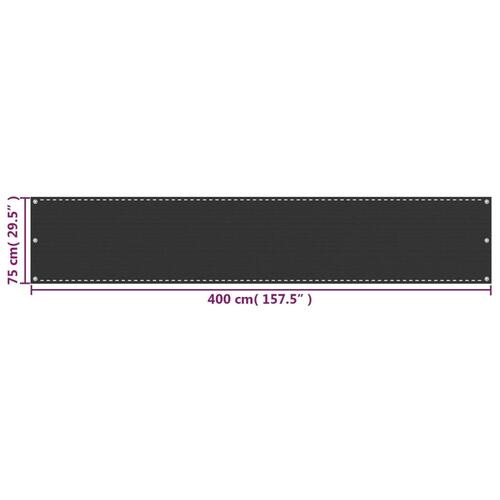 Balkonafskærmning HDPE 75x400 cm antracitgrå