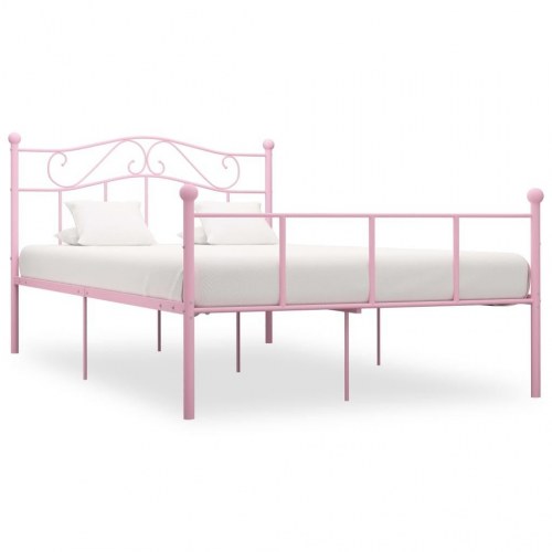 Sengestel i metal 140×200 cm - lyserød