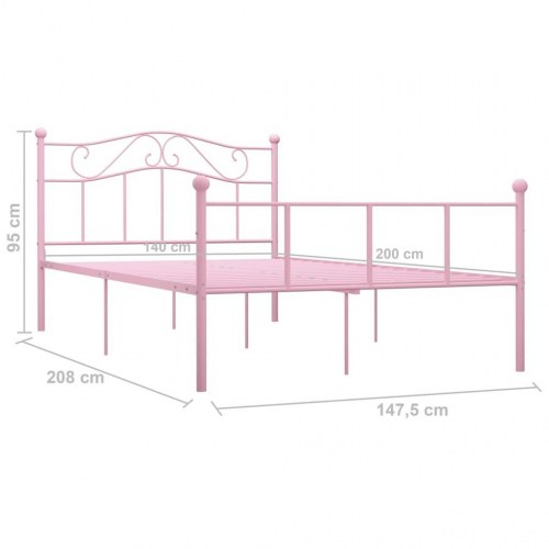 Sengestel i metal 140×200 cm - lyserød