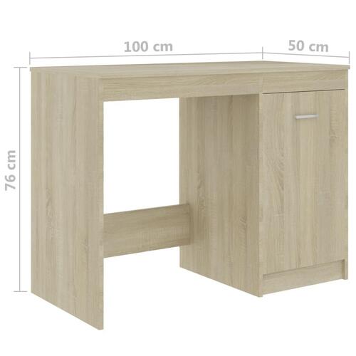 Skrivebord 140x50x76 cm konstrueret træ sonoma-eg