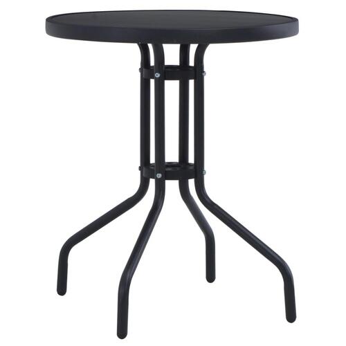 Havebord 80 cm stål og glas sort