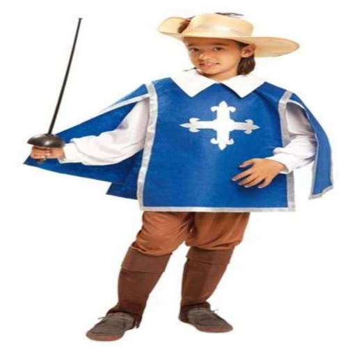 Musketer kostume til børn - blå (3-4 år)