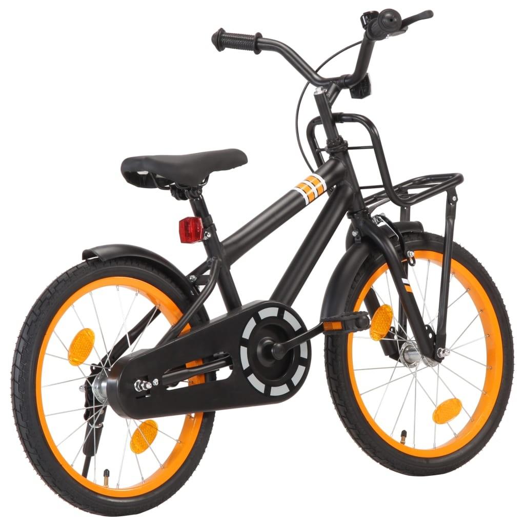 Børnecykel med frontlad 18 tommer sort og orange