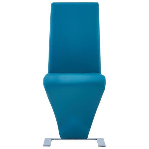 Spisebordsstole 2 stk. med zigzagform kunstlæder blå