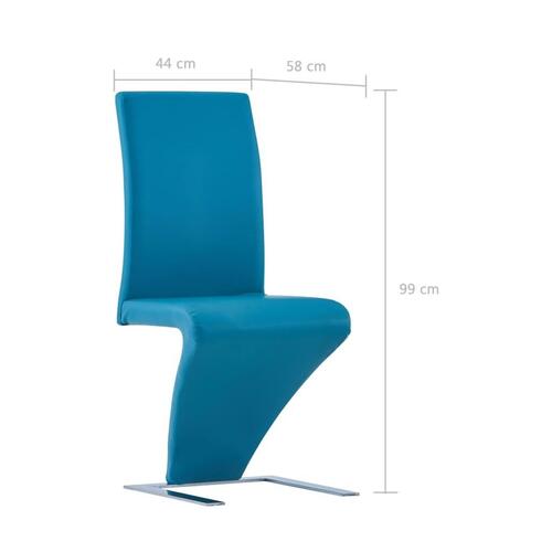 Spisebordsstole 2 stk. med zigzagform kunstlæder blå