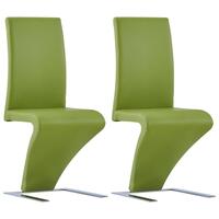 Spisebordsstole 2 stk. med zigzagform kunstlæder grøn