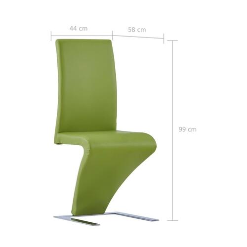 Spisebordsstole 2 stk. med zigzagform kunstlæder grøn