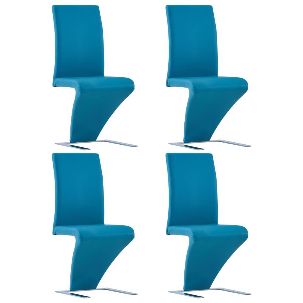 Spisebordsstole 4 stk. zigzagform kunstlæder blå