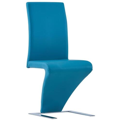 Spisebordsstole 6 stk. zigzagform kunstlæder blå