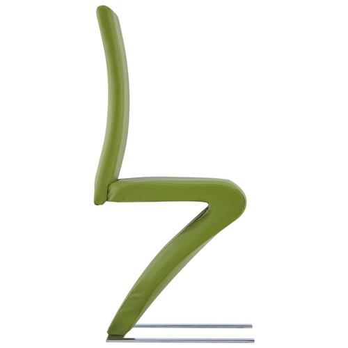 Spisebordsstole zigzagform 4 stk. kunstlæder grøn