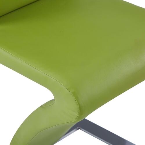 Spisebordsstole zigzagform 4 stk. kunstlæder grøn