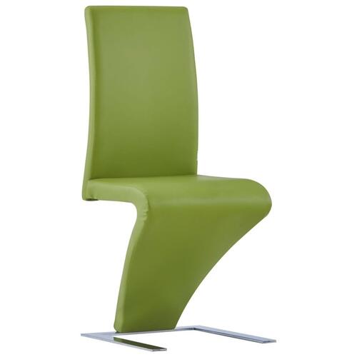 Spisebordsstole 6 stk. zigzagform kunstlæder grøn