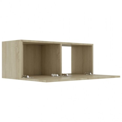 Væghængt tv-bord 80×30×30 cm i konstrueret træ - sonoma-eg