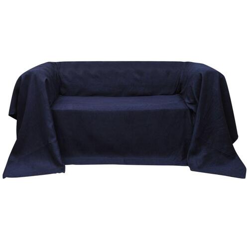 Sofabetræk i mikroruskind marineblå 210 x 280 cm