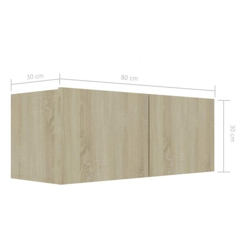 Væghængt tv-bord 80×30×30 cm i konstrueret træ - sonoma-eg