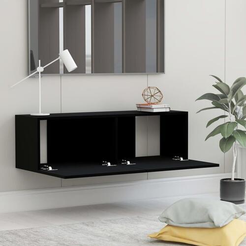 Tv-bord 100x30x30 cm konstrueret træ sort