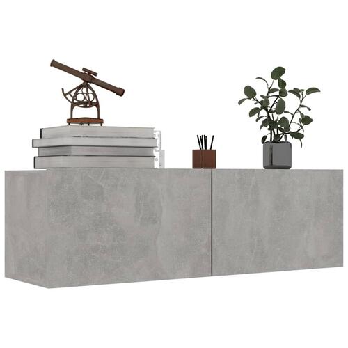 Tv-bord 100x30x30 cm konstrueret træ betongrå