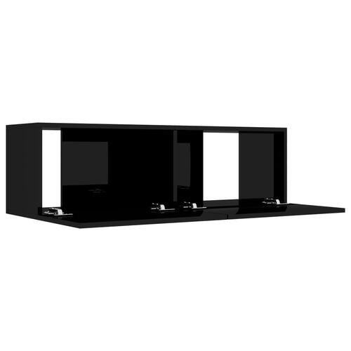 Tv-bord 100x30x30 cm konstrueret træ sort højglans