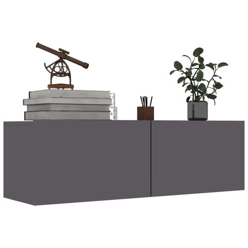 Tv-bord 100x30x30 cm konstrueret træ grå højglans