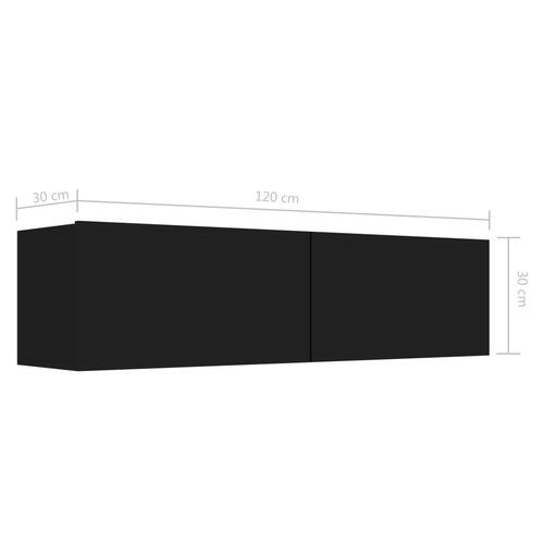Tv-bord 120x30x30 cm konstrueret træ sort højglans