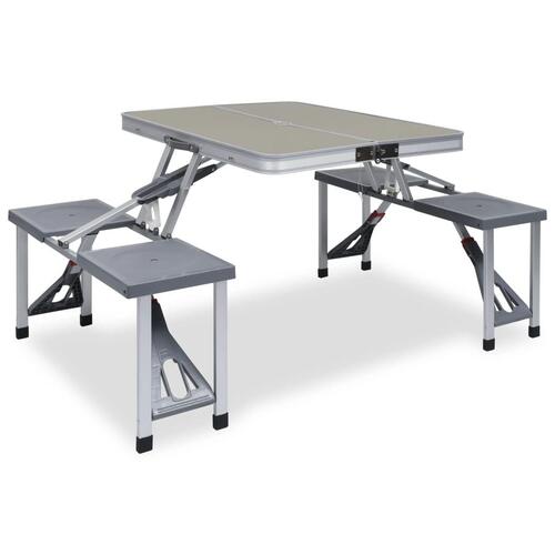 Foldbart campingbord med 4 siddepladser stål aluminium