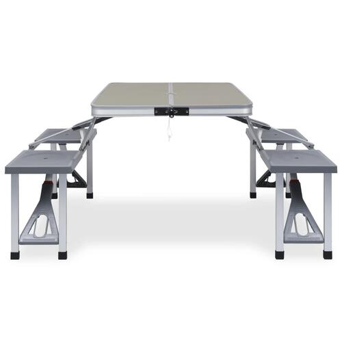 Foldbart campingbord med 4 siddepladser stål aluminium