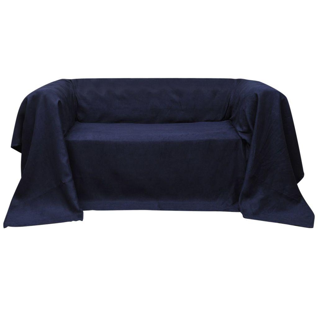 Sofaovertræk i micro-suede, Marineblå, 270 x 350 cm