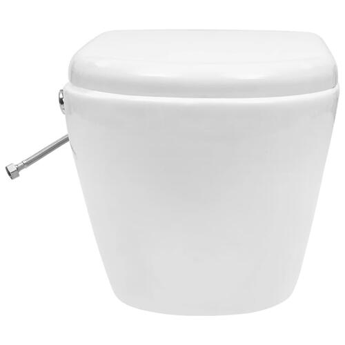 Væghængt toilet uden kant med bidetfunktion keramik hvid