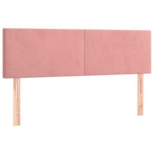 Sengegavl med LED-lys 144 x 5 x 78/88 cm - fløjl, lyserød