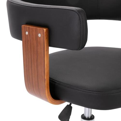 Drejelig kontorstol bøjet træ og kunstlæder sort