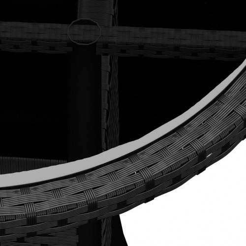 Havebord Ø60x75 cm hærdet glas og polyrattan sort