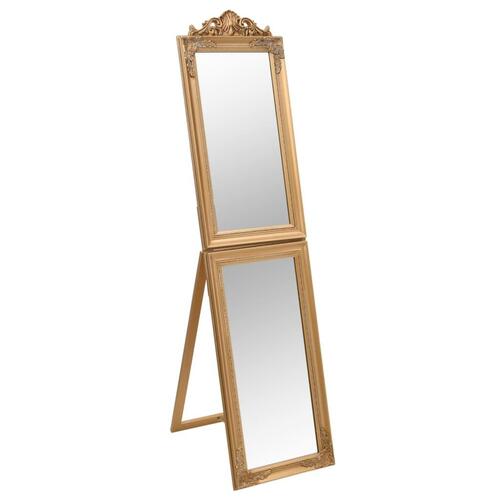 Fritstående spejl 45x180 cm guldfarvet