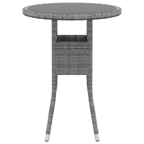 Havebord Ø60 x 75 cm - hærdet glas og polyrattan, grå