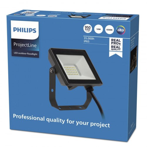 LED projektør udendørs Philips - 950 lm, 6500 K, IP65, sort