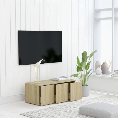 Tv-skab 80x34x30 cm spånplade sonoma-eg