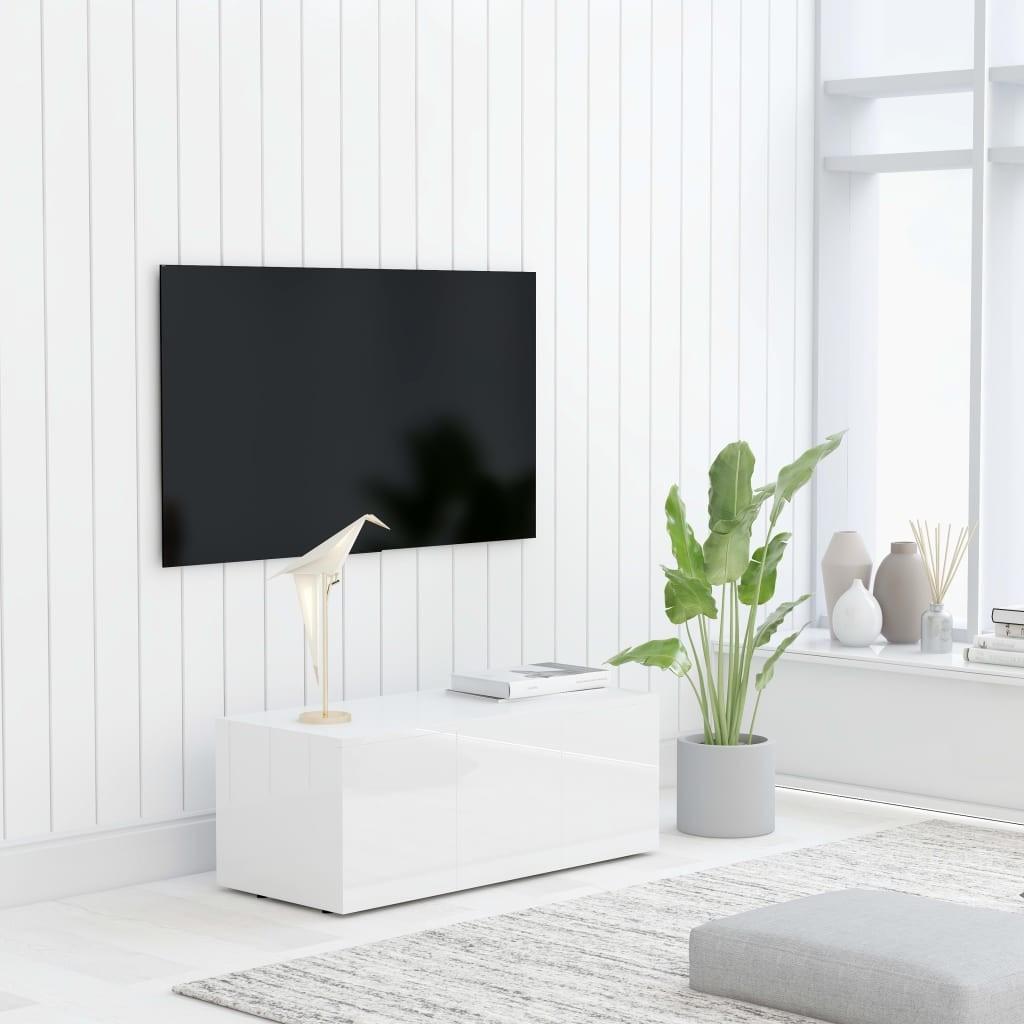 Tv-skab 80x34x30 cm spånplade hvid højglans