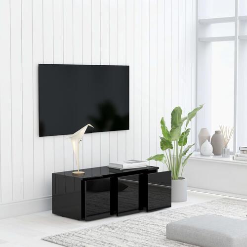 Tv-skab 80x34x30 cm spånplade sort højglans