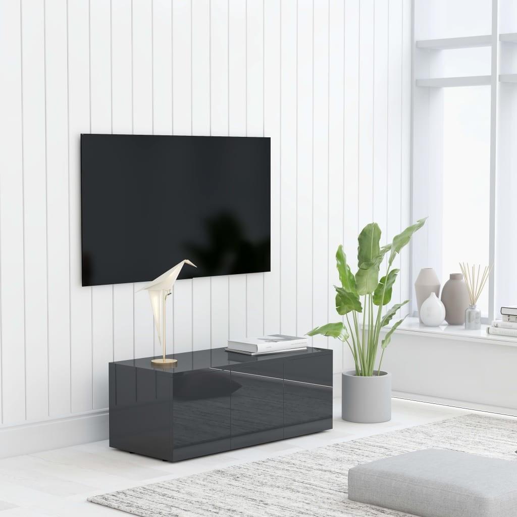 Tv-skab 80x34x30 cm spånplade grå højglans