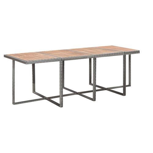Udendørs spisebordssæt 13 dele polyrattan og akacietræ grå