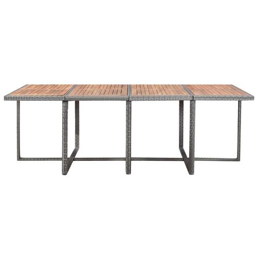Udendørs spisebordssæt 13 dele polyrattan og akacietræ grå