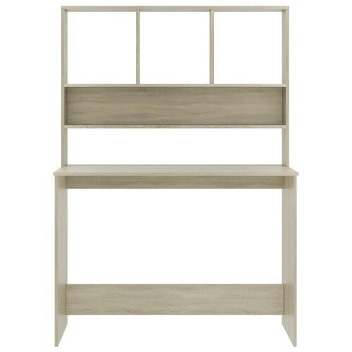 Skrivebord m. hylder 110x45x157 cm konstrueret træ sonoma-eg