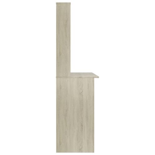 Skrivebord m. hylder 110x45x157 cm konstrueret træ sonoma-eg