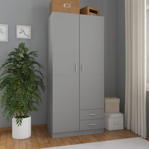 Klædeskab 80 x 52 x 180 cm spånplade grå