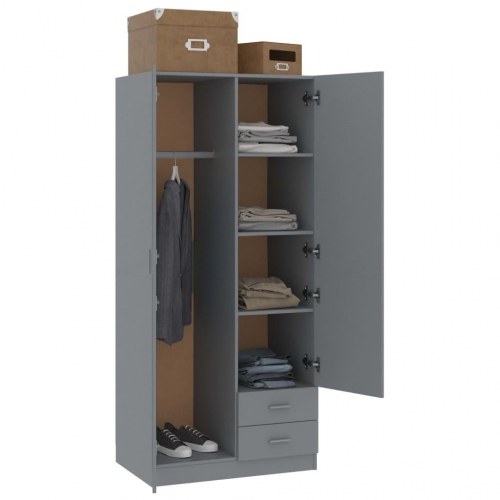 Klædeskab 80 x 52 x 180 cm spånplade grå