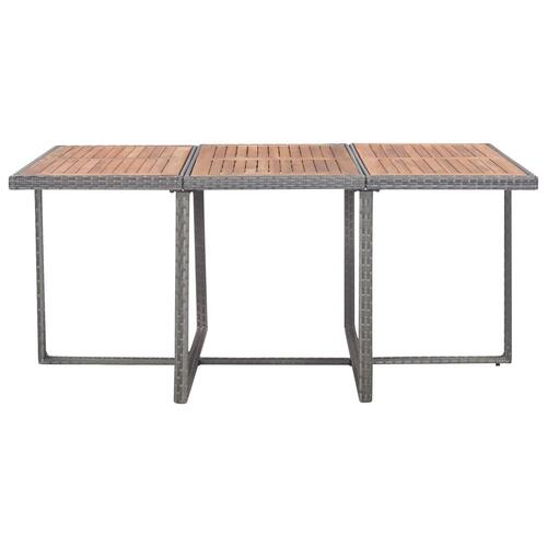 Udendørs spisebordssæt 11 dele polyrattan og akacietræ grå
