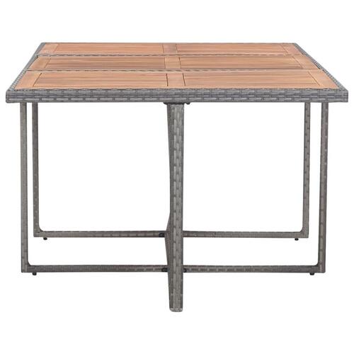 Udendørs spisebordssæt 11 dele polyrattan og akacietræ grå