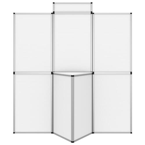 8-panels udstillingsvæg med bord foldbar 181x200 cm hvid