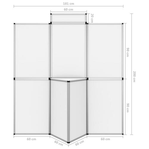 8-panels udstillingsvæg med bord foldbar 181x200 cm hvid