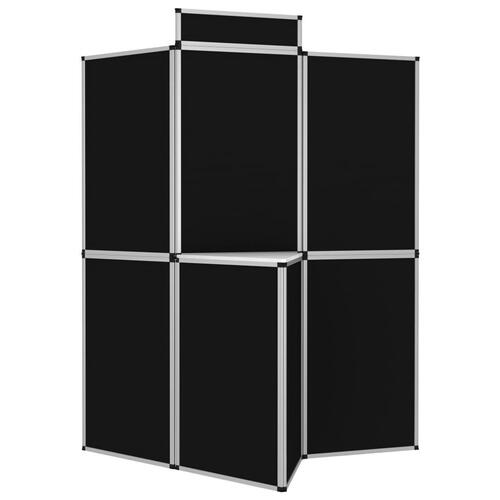 8-panels udstillingsvæg med bord foldbar 181x200 cm sort